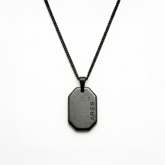 Hematite Dog Tag Necklace