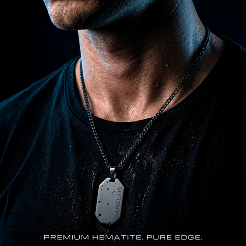 Hematite Dog Tag Necklace