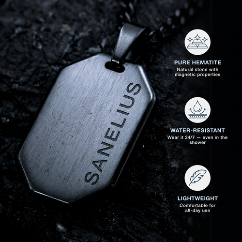 Hematite Dog Tag Necklace